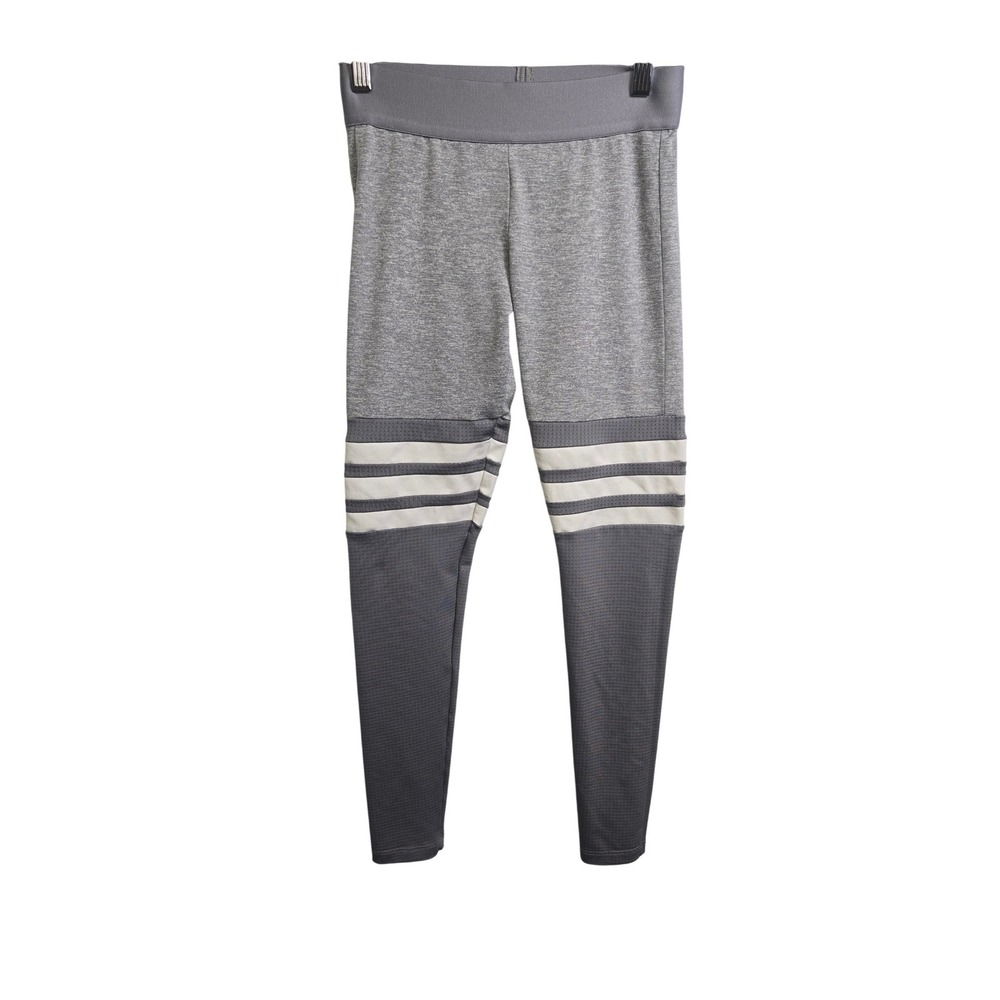 Bombshell Sportswear Thigh High Leggings Womens Small Gray Striped Activewear